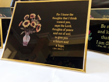Load image into Gallery viewer, Christian Glass Message Plaque–For I know the thoughts I think toward you, says the LORD(Jer 29:11)