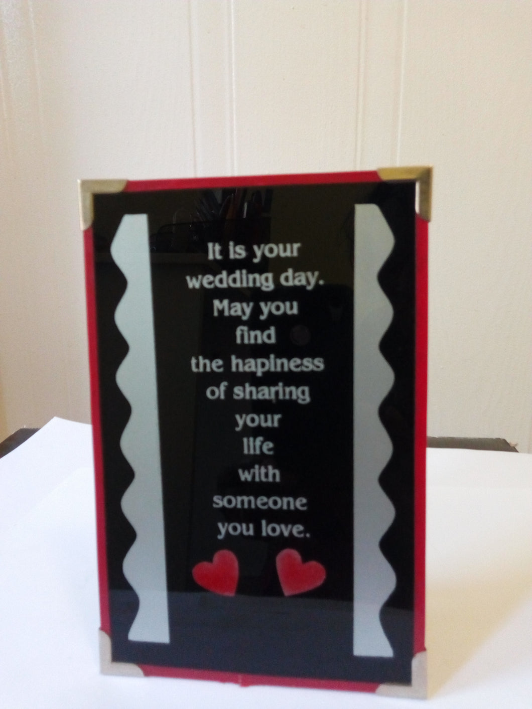 Christian Glass Message Plaque - It is your wedding day...