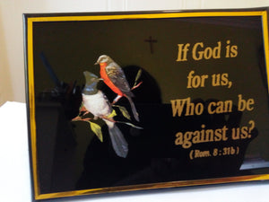 Christian Glass Message Plaque - If God is for us, Who can be against us? (Romans 8:31b)