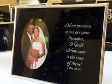 Load image into Gallery viewer, Christian Glass Photo &amp; Message Plaque – “How precious to me are your thoughts O God!..