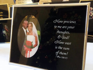 Christian Glass Photo & Message Plaque – “How precious to me are your thoughts O God!..