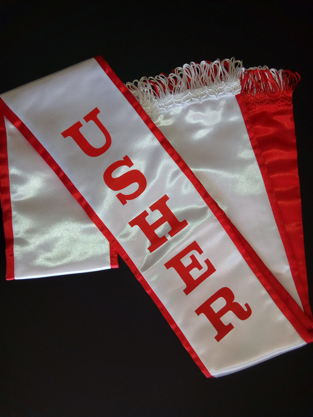 Usher Belt - Red & White (Double-Sided Wear)
