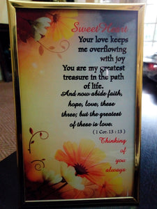 Christian Glass Message Plaque - Sweet Heart