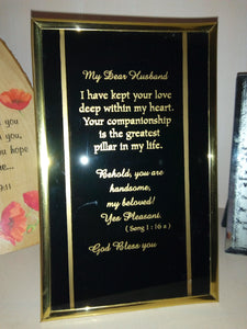 Christian Glass Message Plaque - My Dear Husband